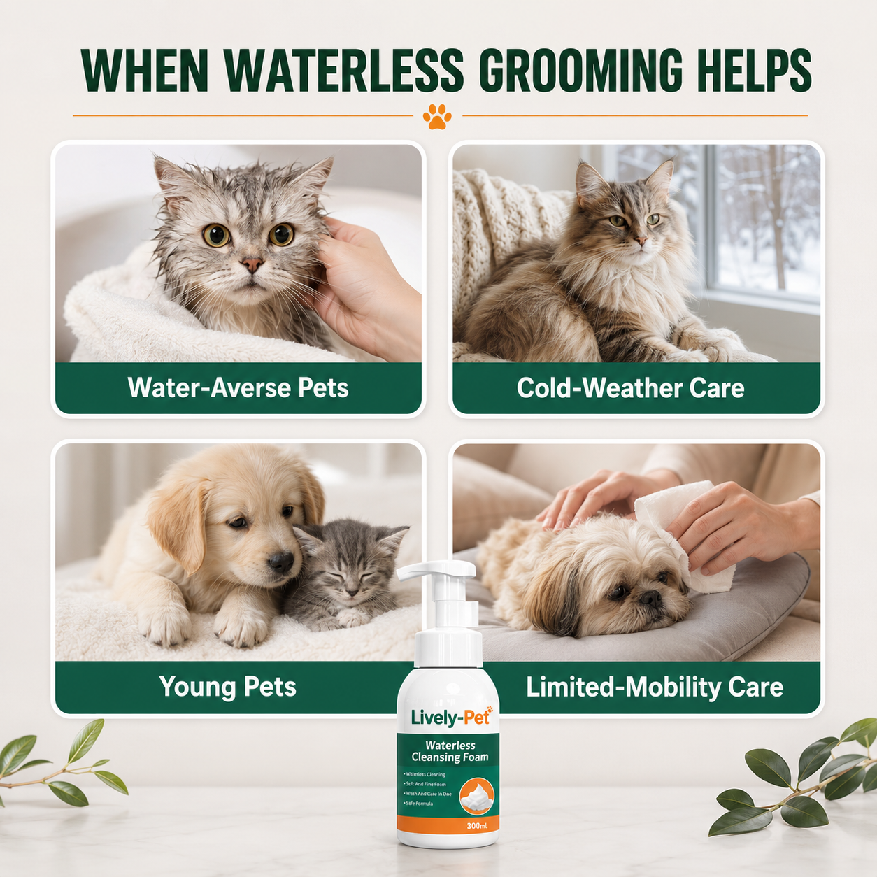Bulk OEM waterless foam pet shampoo products